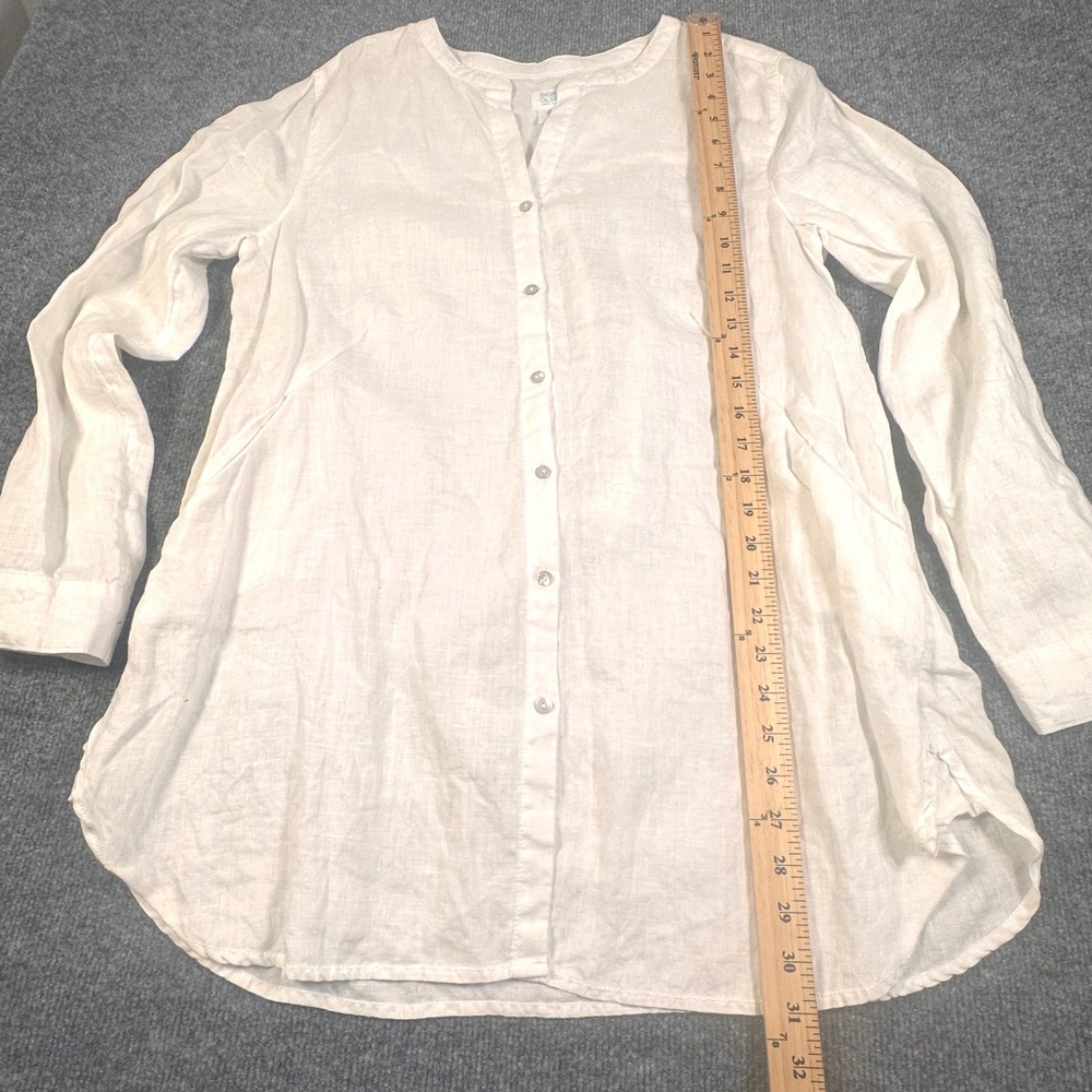 Sigrid Olsen Womens White 100% Linen Long Sleeve Button Down Tunic Top Large - Picture 6 of 6